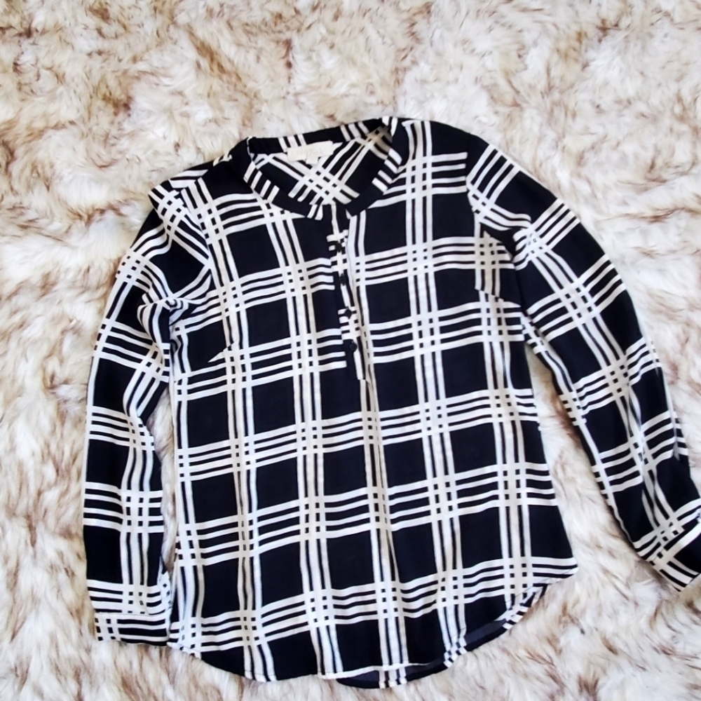 Checkered Crepe Chiffon Longsleeve Top 🌴